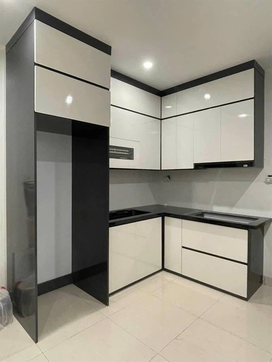 Tủ bếp nhựa PVC TOKA phủ trắng bóng